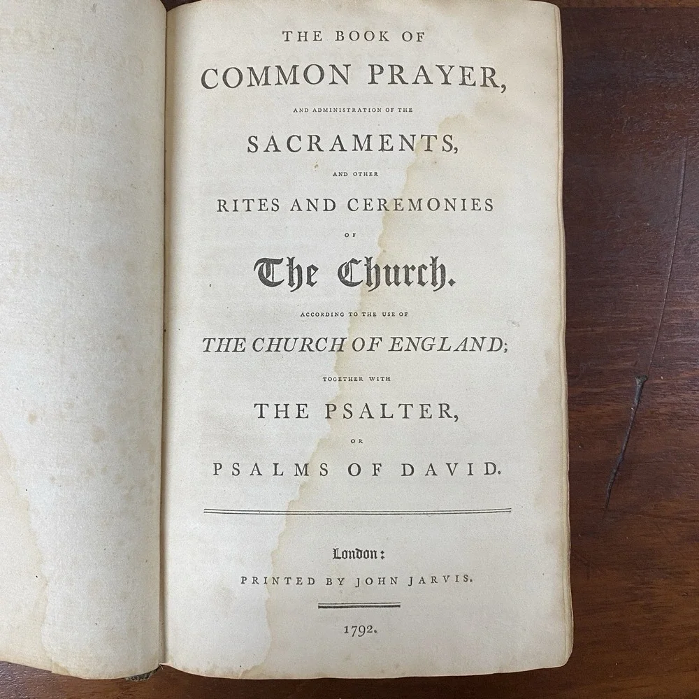 The Book of Common Prayer The Church of England Printed John Jarvis 1792 Marbled